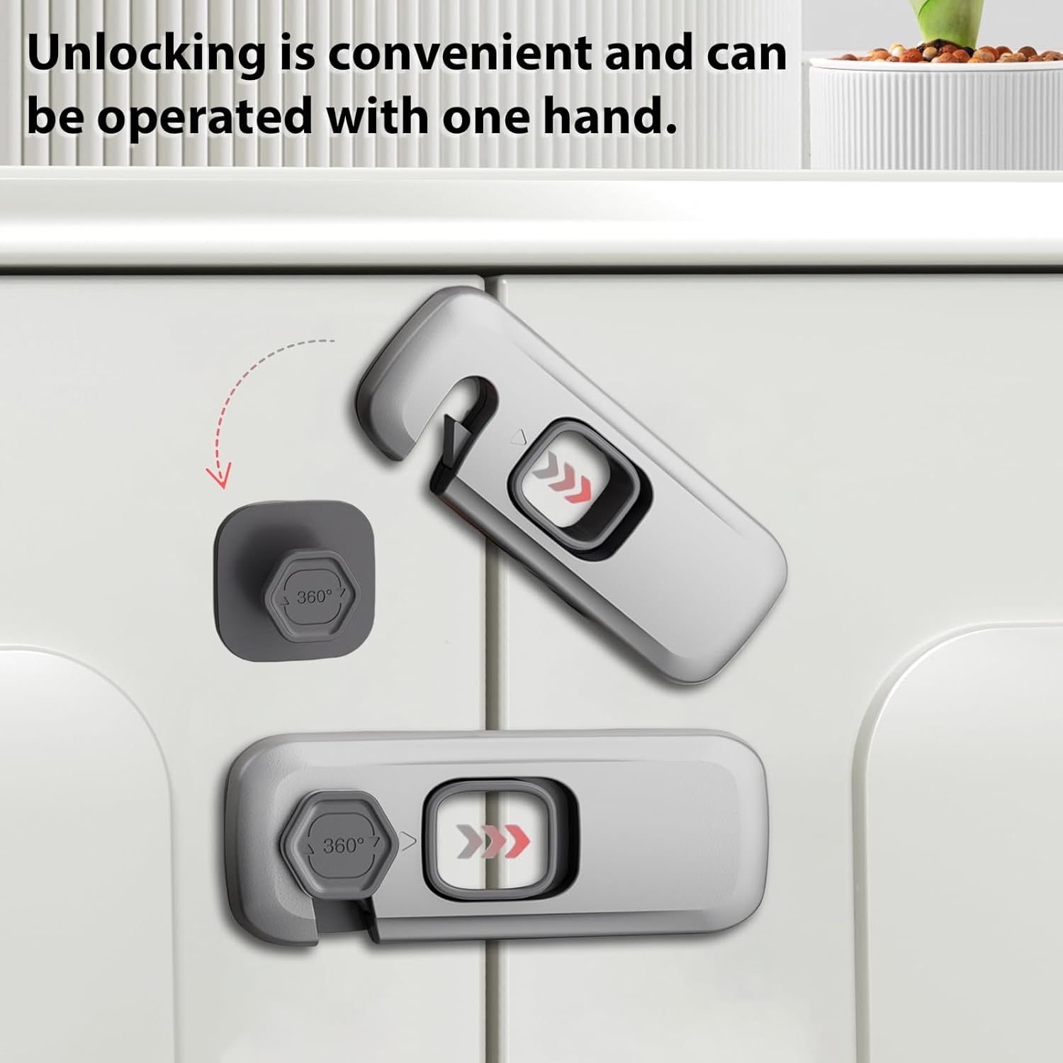 5 Pack Child Proof fridge lock, Baby Proofing Cabinet Locks, Refrigerator Lock and Child Safety Cabinet Lock, for Fridge, Drawers, Oven, Cupboard- Adhesive Installation, No Tools Required (Grey)