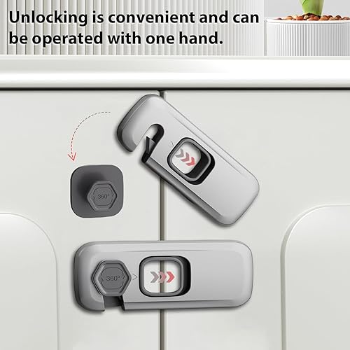 Miniatura 4 de Paquete de 5 cerraduras para refrigerador a prueba de niños, cerraduras de gabinete a prueba de bebés, cerradura de refrigerador y cerradura de