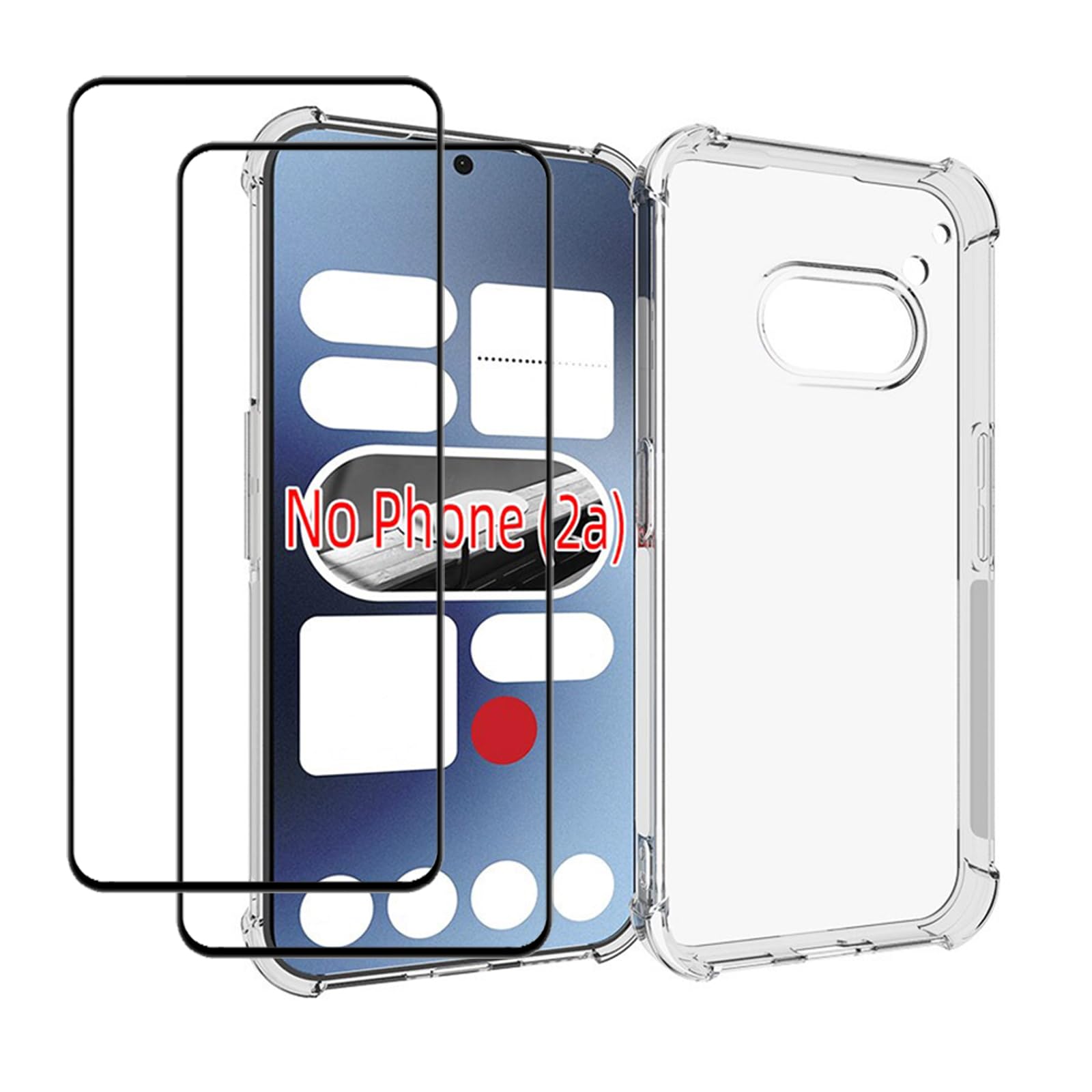 EasyLifeGo for Nothing Phone 2a Case with Screen Protector (2 Pieces) Slim Shock Absorption TPU Soft Edge Bumper with Reinforced Corners Transparent Protective Cover