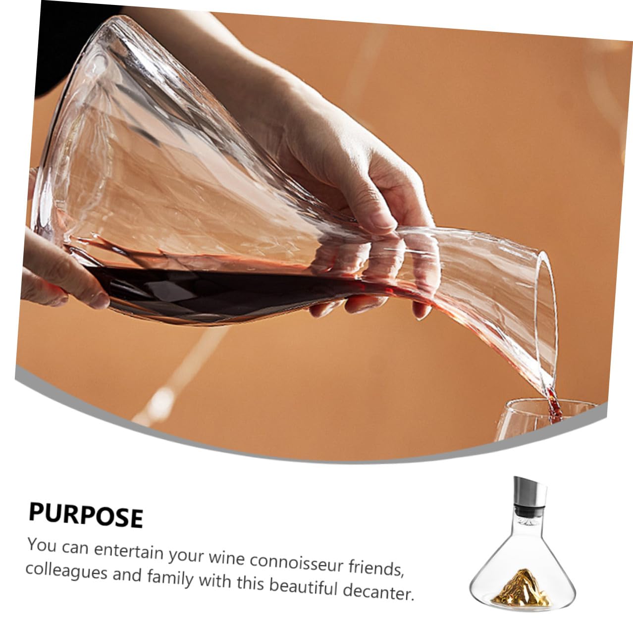 VALICLUD Decantador de Vino Dorado de Cristal Diseño Elegante 1500ml y Función de Aireación para Ambientación y Servicio en Reuniones