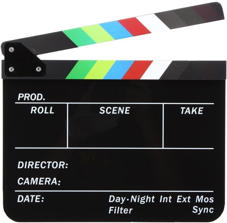 Acrylic Clapboard 9.6x11.7" /25x30cm Dry Erase Director Film Movie Clapper Board Slate with Color Sticks - Black