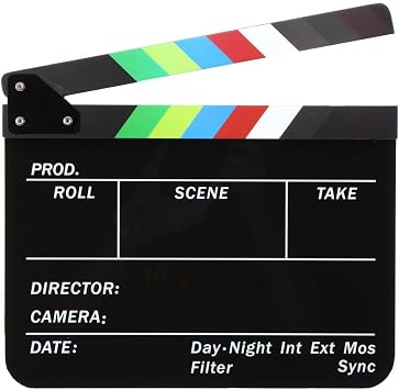 Acrylic Clapboard 9.6x11.7" /25x30cm Dry Erase Director Film Movie Clapper Board Slate with Color Sticks - Black