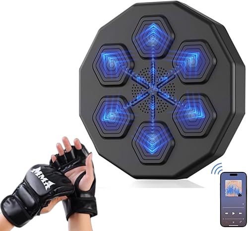 Nueva máquina de boxeo musical con guantes de boxeo, entrenador de boxeo inteligente Bluetooth montado en la pared, blanco de boxeo electrónico para