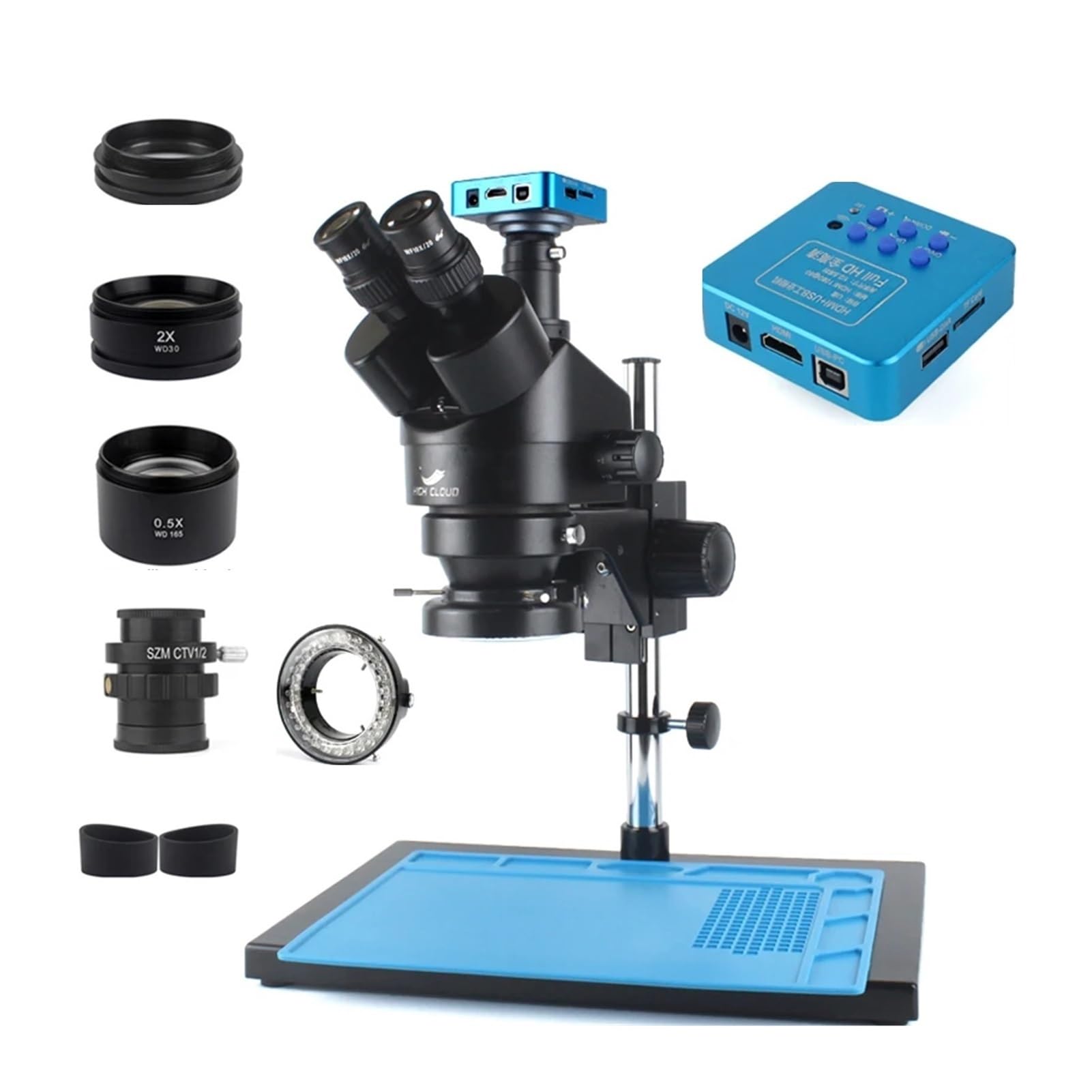 Laboratorium naprawcze do lutowania PCB przemysłowe 3,5-90X Symul-ogniskowy trójokularowy mikroskop stereo 4K 48MP 55MP USB cyfrowa kamera VGA HDMI (2K, 38 mp)
