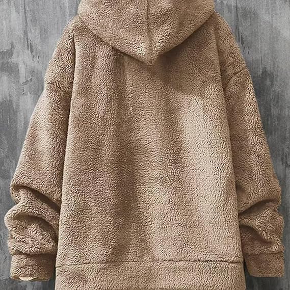 uhnmki Qozys Fluffy Hoodie, Qozys Mens Fuzzy Sherpa Hoodie, Loose Cozy Long Sleeve Winter Hooded Outwear3