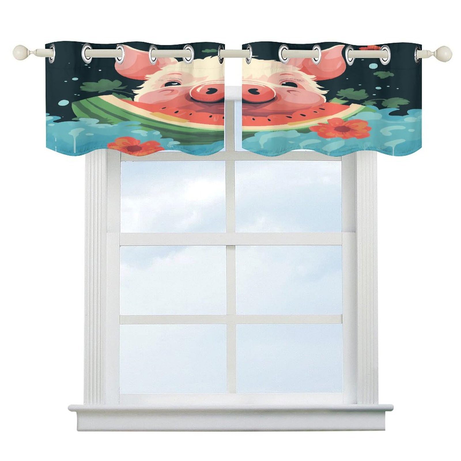 Cortinas opacas para evitar reflejos en ventanas de cocina y baño con cenefa moderna