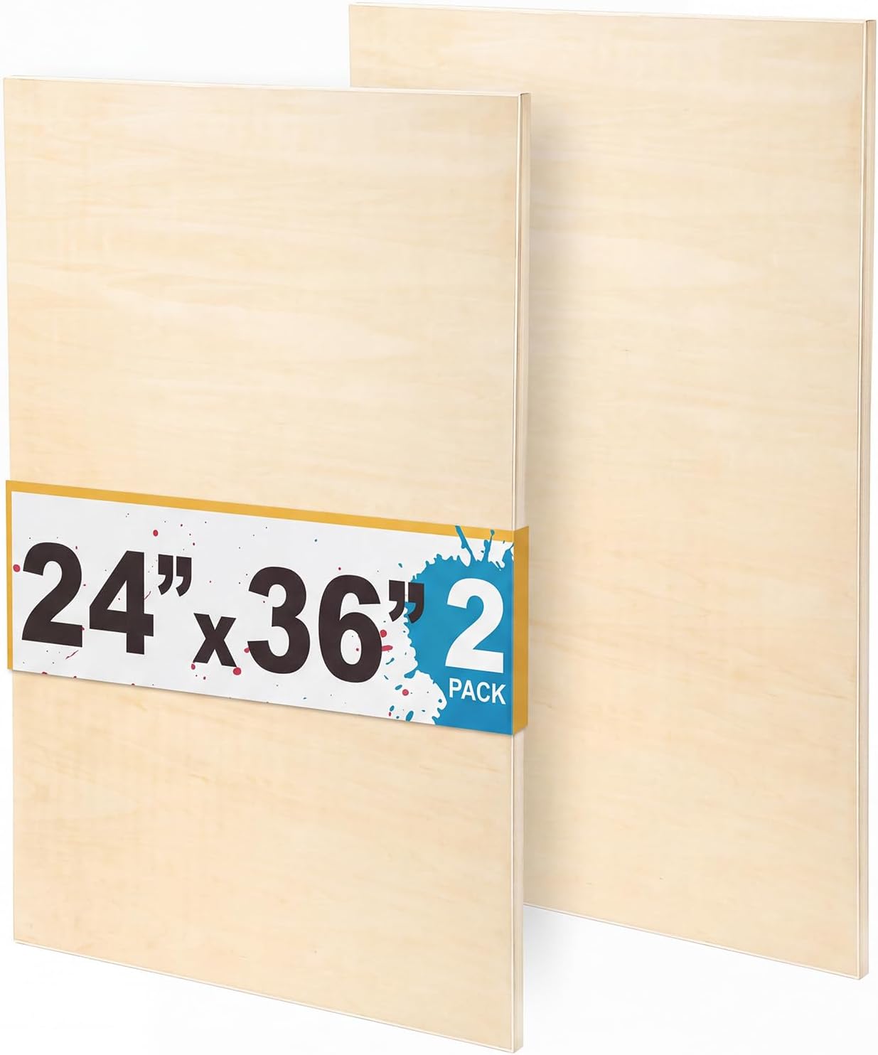 Nuanchu 2 Pack Unfinished Wooden Canvas Panels 24" x 36" for Painting