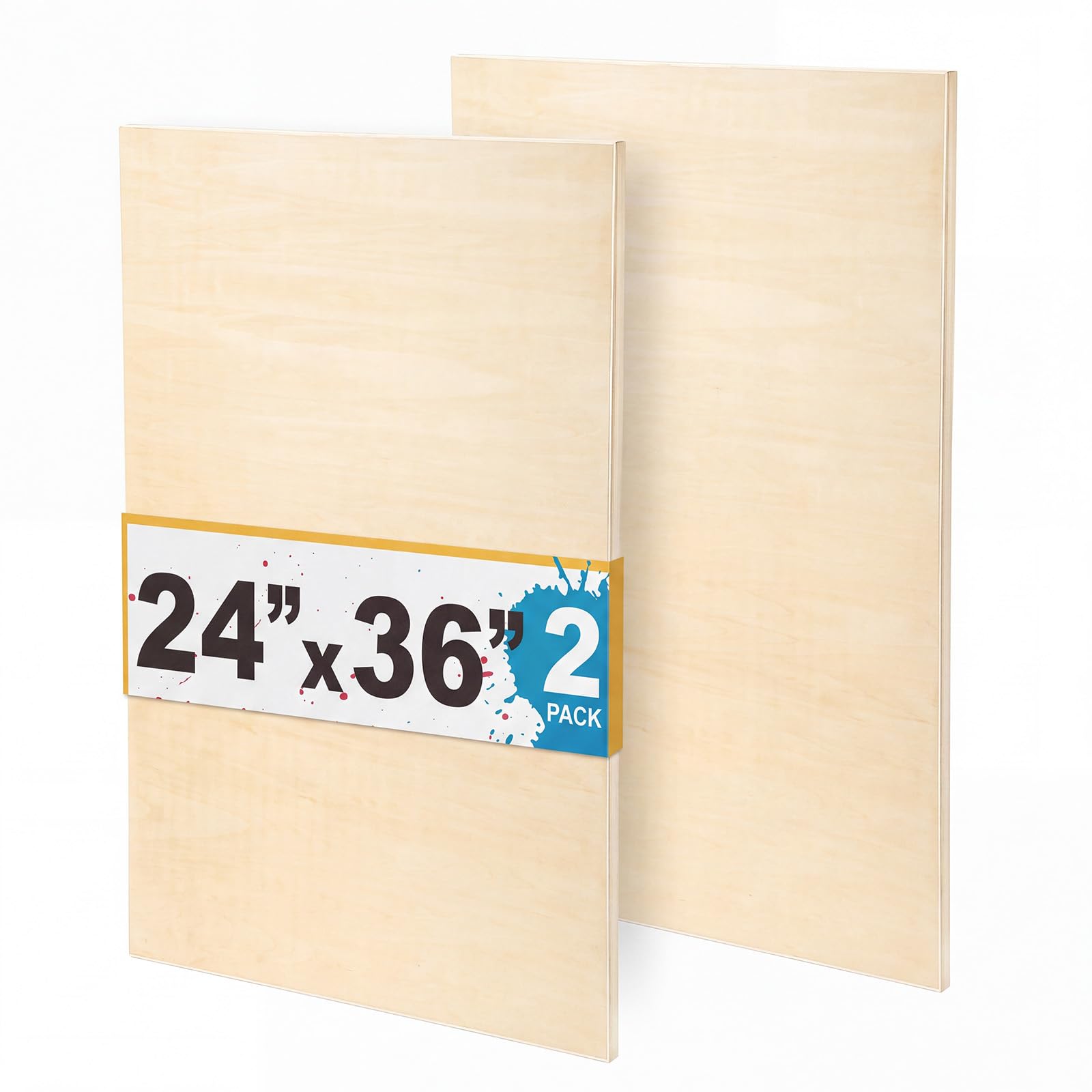 Nuanchu 2 Pack Unfinished Wooden Canvas Panels 24" x 36" for Painting
