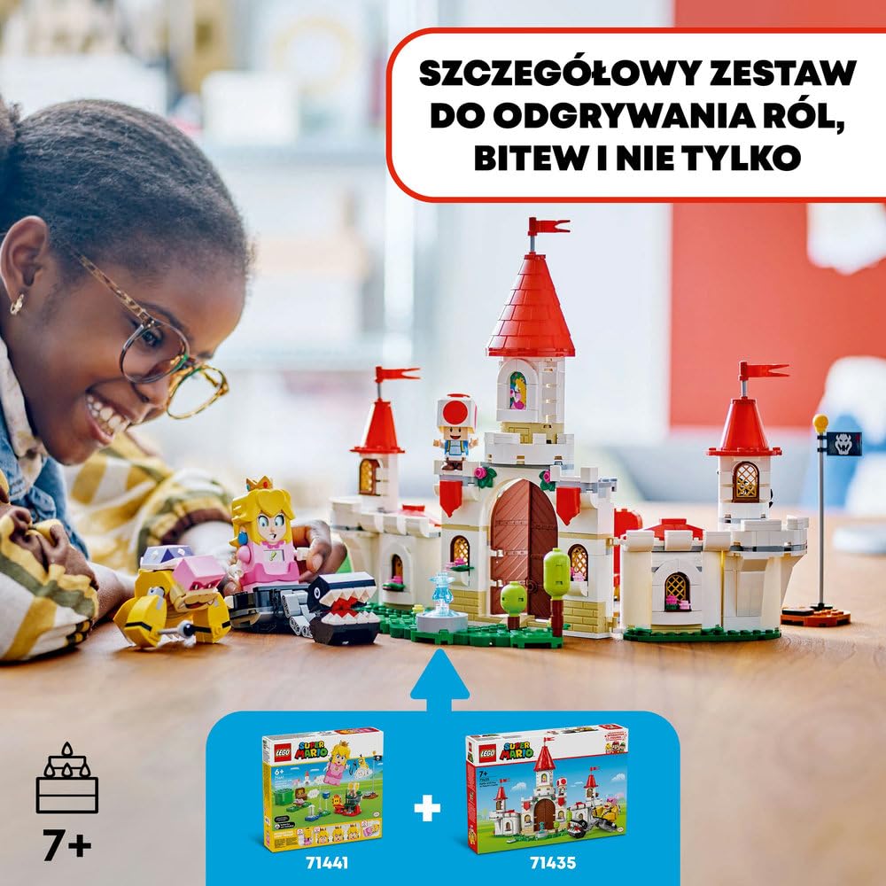LEGO Super Mario Roy i bitwa na zamku Peach, Interaktywna Zabawka dla Dziecka do Zbudowania z 3 Figurkami, Pomysł na Prezent dla 7-latka, Chłopca i Dziewczynki, Zestaw Przygodowy dla Gracza, 71435