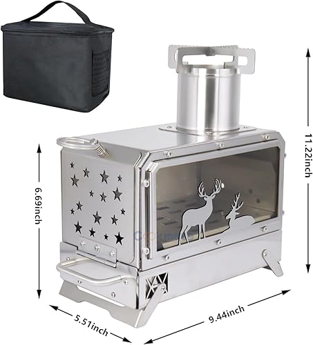 Miniatura 8 de Estufa de camping al aire libre portátil Estufa de acero inoxidable para cocinar al aire libre Calefacción y pesca BBQ Backpacking Estufa (M)