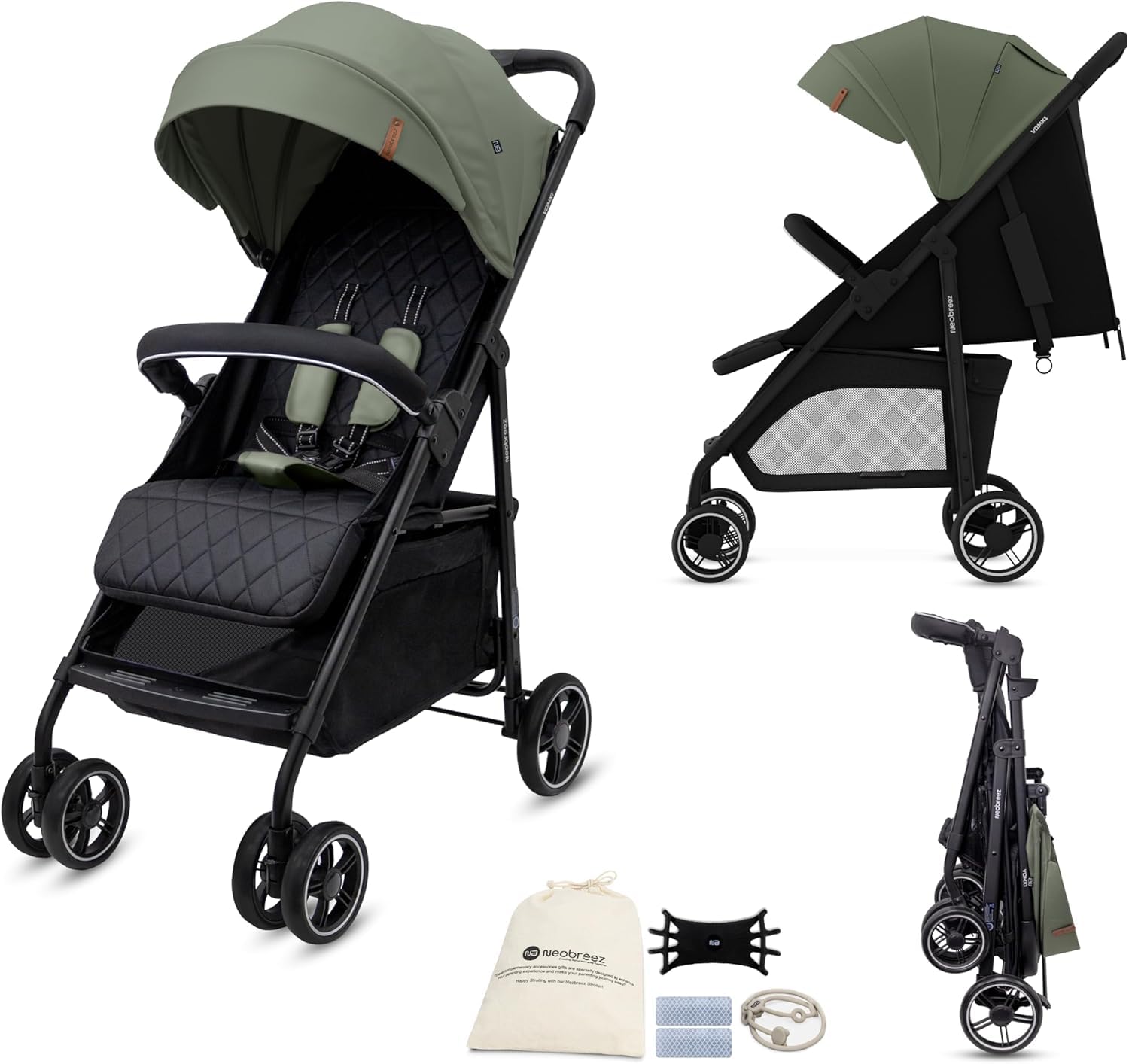 Vom X1 Sibling/Twin/Double Side by Side Baby Toddler Stroller, Pushchair,One-Hand Fold, Waterproof Canopy, Gift Bag,Phone Holder,Toy Strap,Reflective Sticker,0-3yrs,15kg,3yrs Warranty-image-42