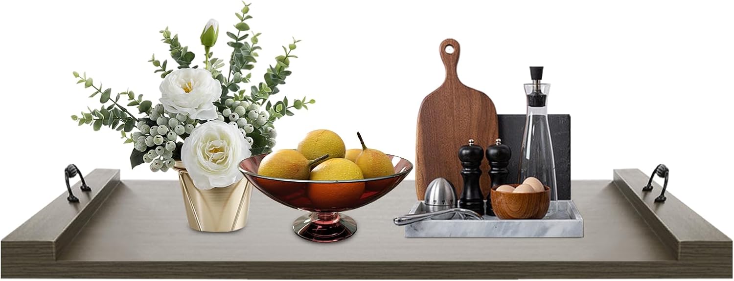 Wood Stove Top Cover, Noodle Board Stove Cover With Handles,Counter Space Top Cover,For Electric & Gas Stove, Rv Stove Burner Cover, Farmhouse Decorative Wooden Tray For Kitchen. (Grey)