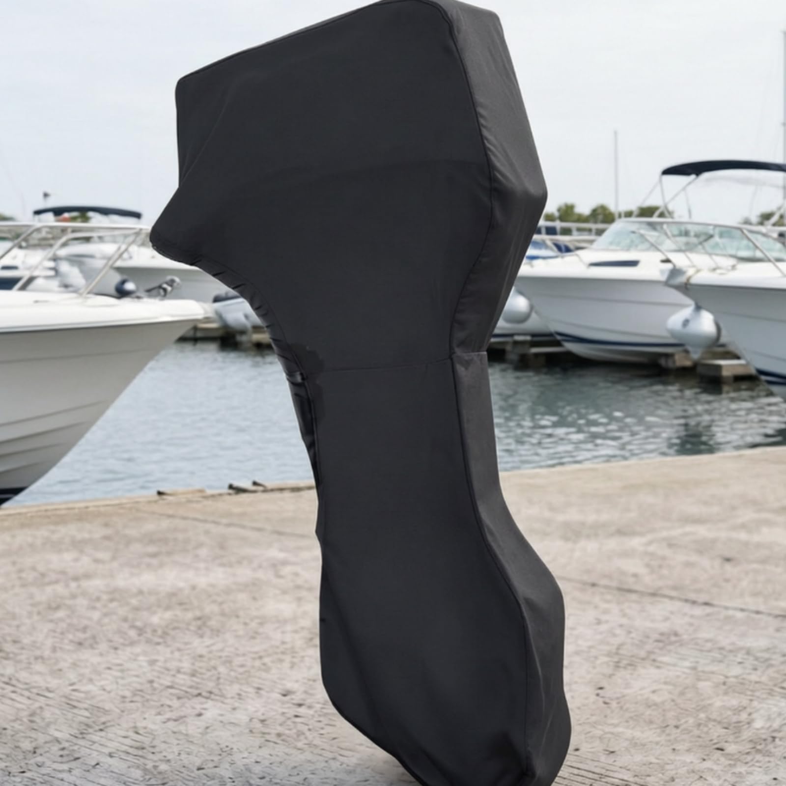 Copertura per Motore Fuoribordo , Nero 210D Con Rivestimento Argentato , size to 3