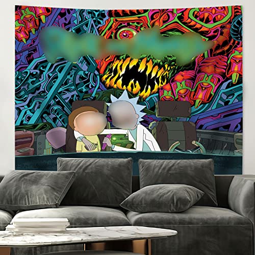 Tapiz de anime Rick Morty para colgar en la pared para sala de estar, dormitorio, decoración de 59...