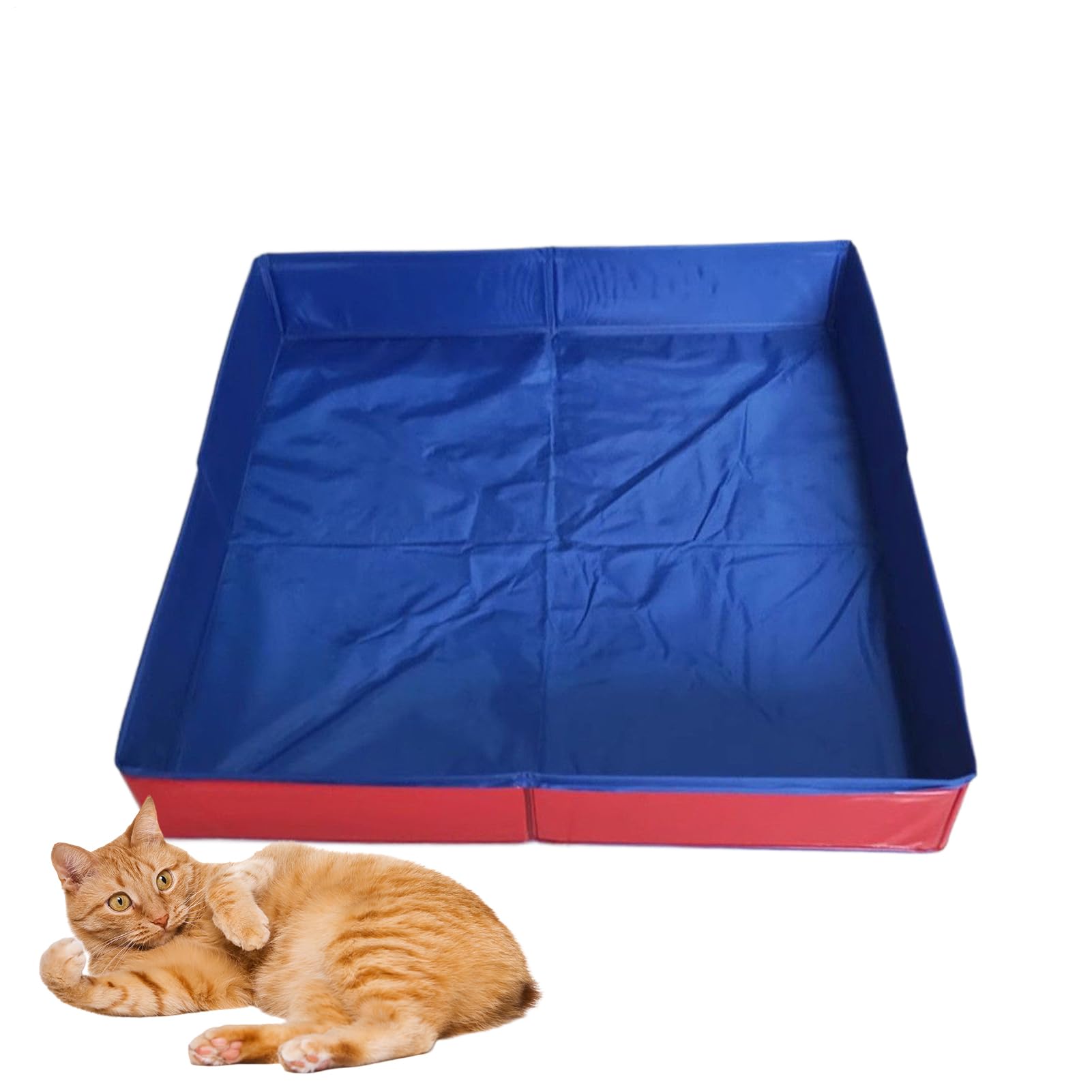 Demsyeq 50x50x10cm Dog Wading Pool Pet Swimming Pool Pet Outdoor Bathtubs PVC Square Shaped Folding Dog Bathtub Space Saving Paddling Tub For Puppy Cat Indoor Outdoor