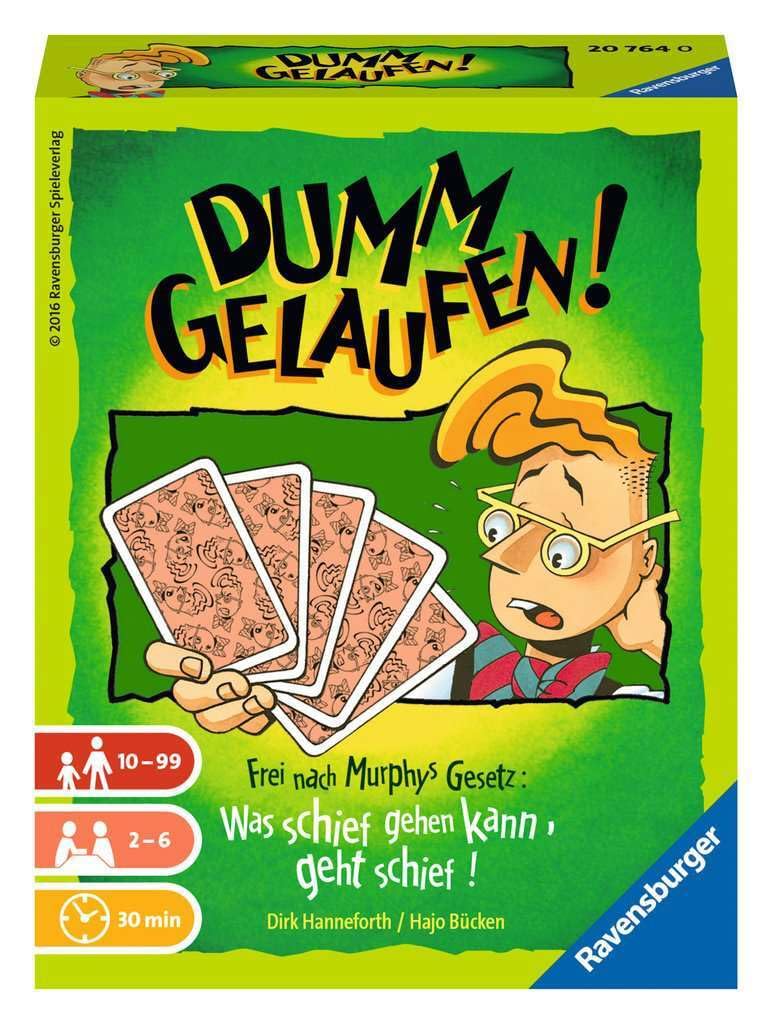 Ravensburger 20764 - Dumm gelaufen! Kartenspiel für 2-6 Spieler, fiktiver Mitspieler, Unterhaltung ab 10 Jahren