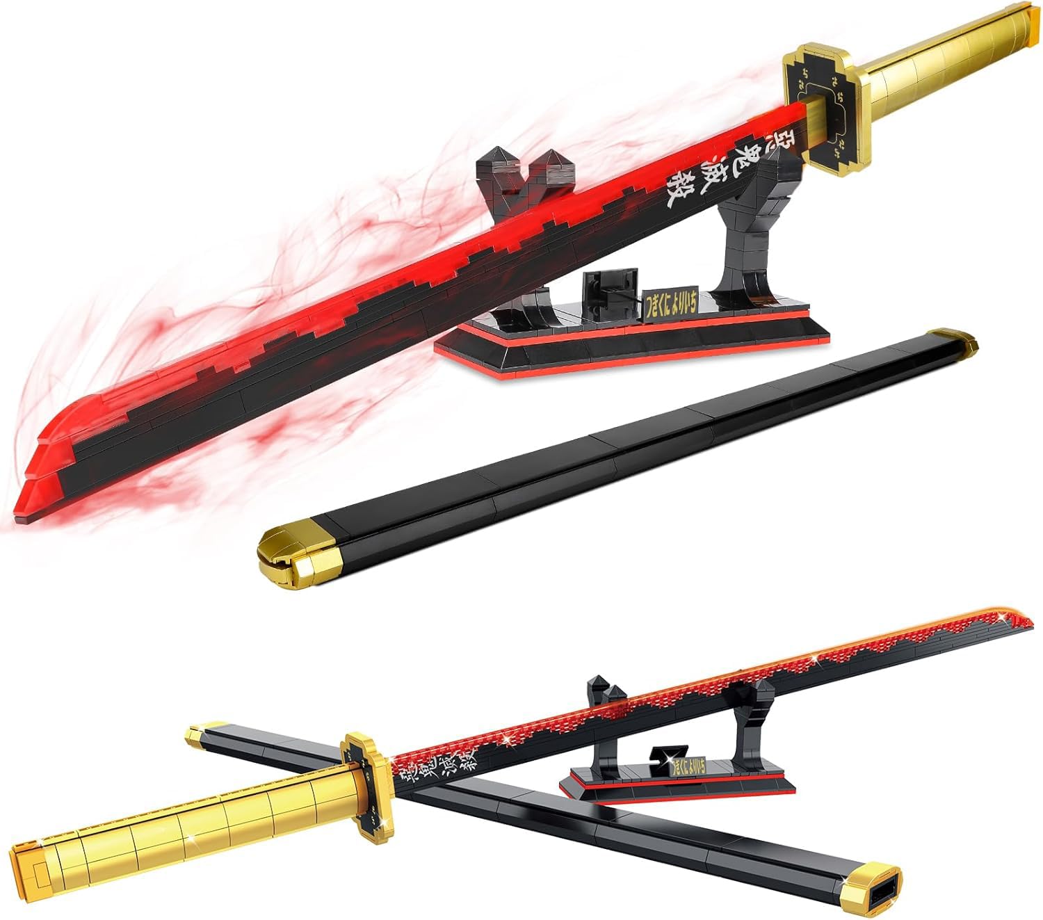 QLT QIAOLETONG Demon Ideas Slayer Schwert Cosplay Animes Tsugikuni Yoriichi Klemmbausteine Bausteinen deko für Erwachsene Jungen (788 Teile)