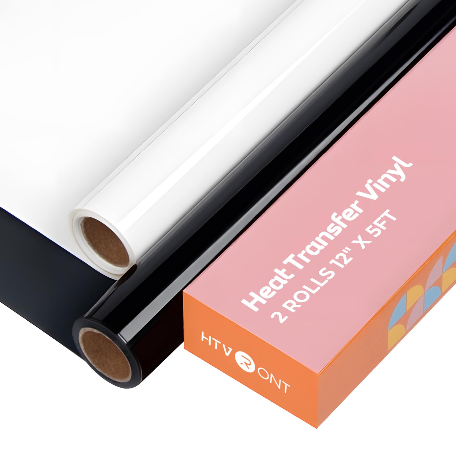 HTVRONT White and Black 12" x 5ft HTV Vinyl Rolls