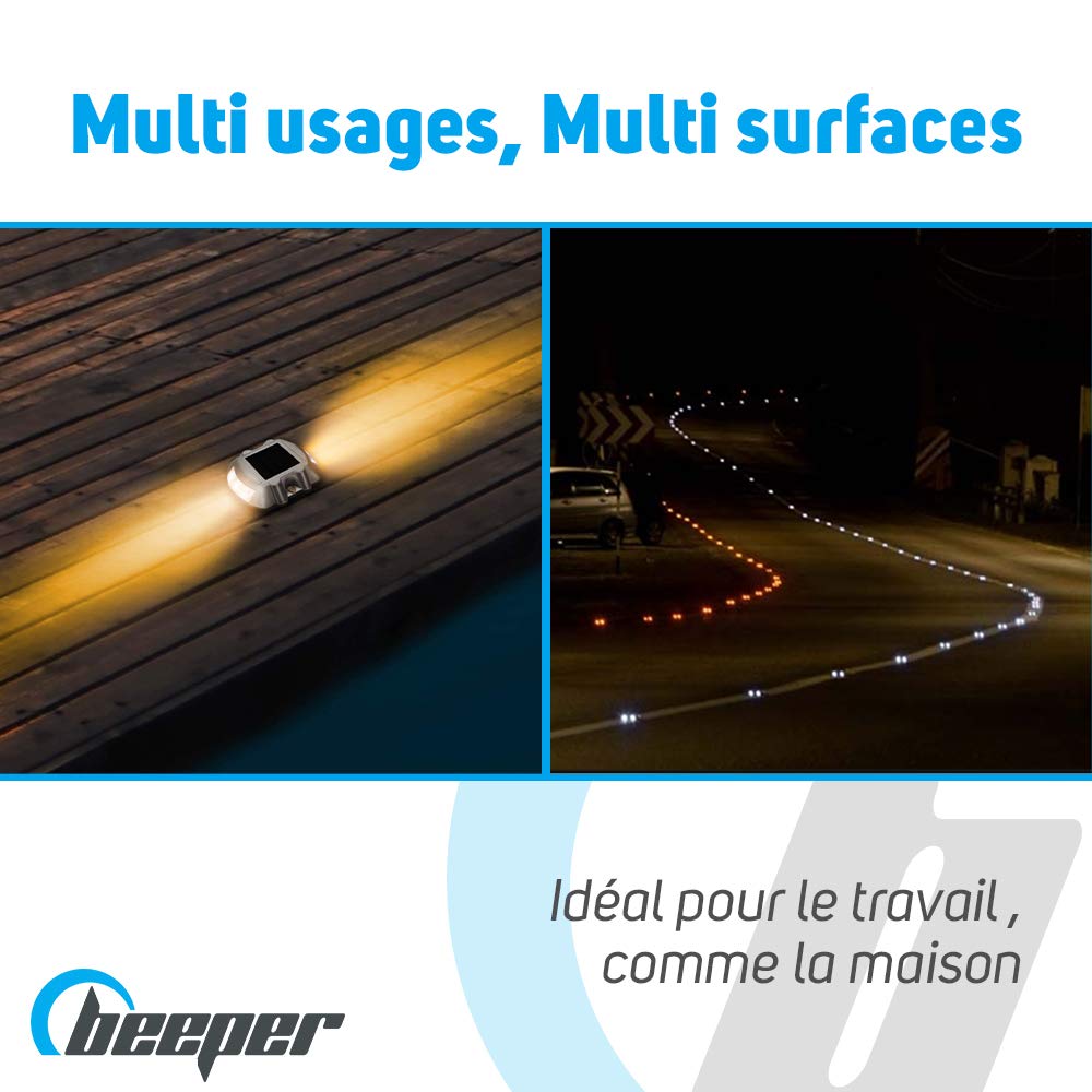 BEEPER - Balises plots LED Flash solaires (Lot de 2)