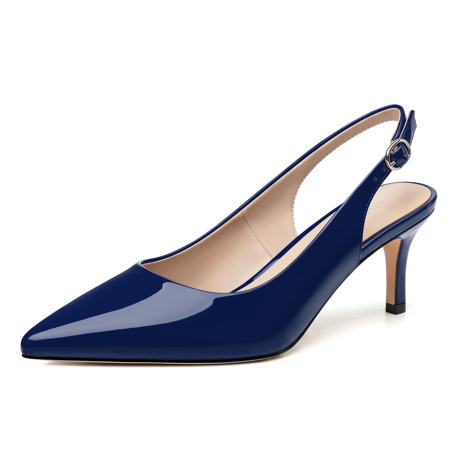 NUMALEO Kitten Heels for Women Pointed Toe Slingback Pumps | 2.5 Inch Close Toe Comfortable Pumps Wedding Party Casual Work Dress Shoes