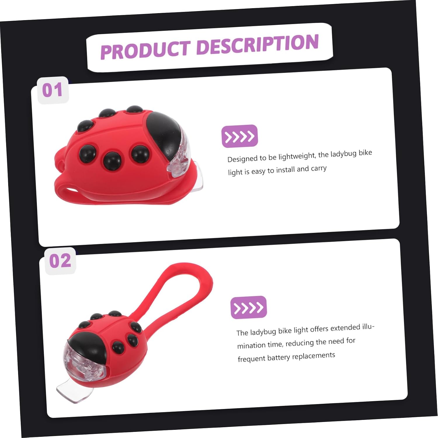BESTonZON Cute Ladybug Bike Light Kids Led Handlebar Light for Night Riding Bicycle Tail for Scooters Balance Bikes and Skateboards Lightweight Easy to Install 1.96 X 1.37 X 1.18 in image 3
