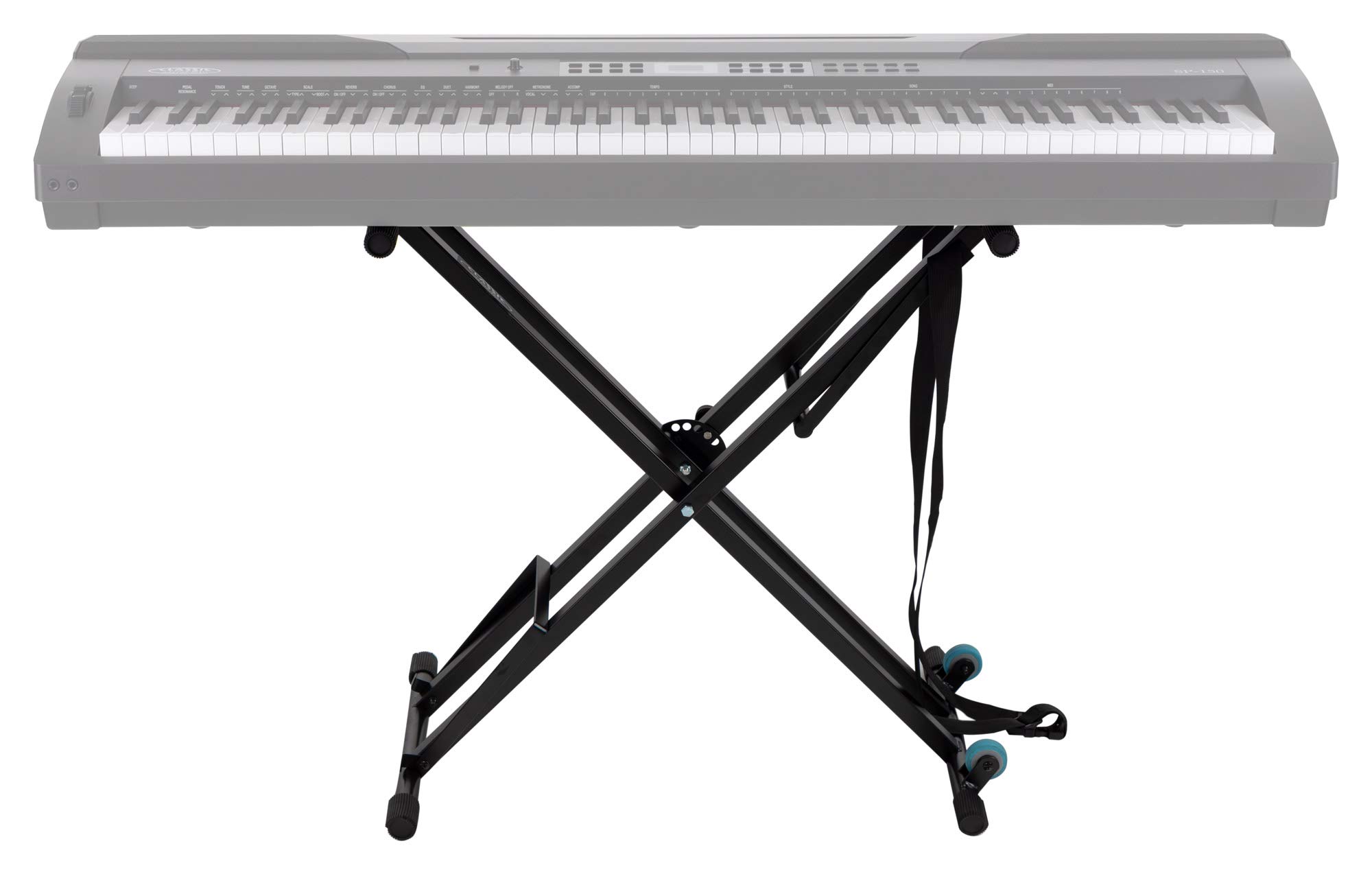 Classic Cantabile Keyboardständer mit Rollen - Transporttrolley und Ständer in einem - 5-fach höhenverstellbar von 63 bis 96 cm - schwarz