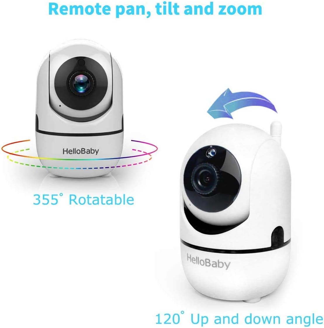 Get Special Price Baby Monitor,HelloBaby Remote Pan-Tilt-Zoom Baby Monitor with Camera and Audio,Night Version Temperature Sensor, 2 Way Audio,Clock Alarm,Digital Zoom,1000 FT