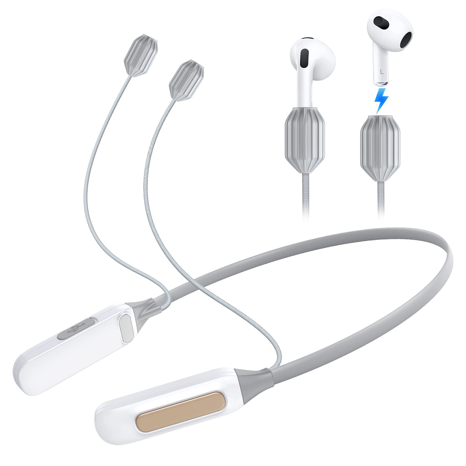 Ahousme Smart Portable Power Supply for AirPods 1/2/3/Pro, Neck-Mounted Anti-Lost Charger Compatible
