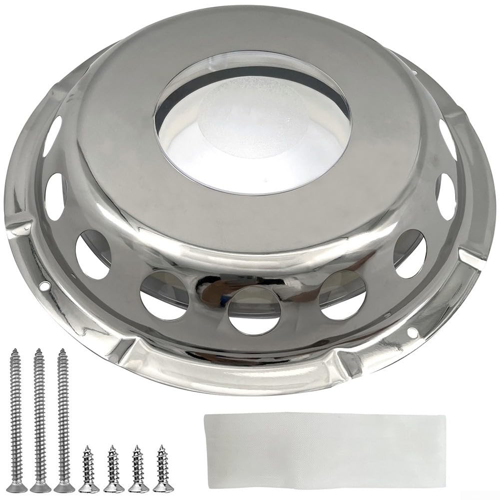 Grille d'aération ronde en acier inoxydable pour bateau (23 cm) avec fixation à vis - Matériel résistant pour yachts et caravanes - 9 en 1