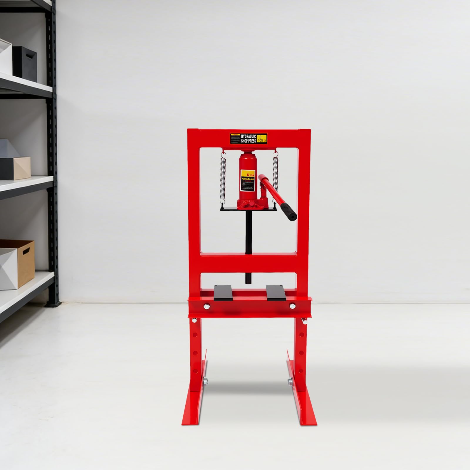 Pressa idraulica da officina, 6T, in acciaio, per officina auto, garage e lavorazione dei metalli, corsa 125 mm, distanza di lavoro 0-28 cm (50 x 40 x 90 cm)