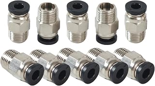 10PCS PC4-M10 Bowden Tube Coupler Male Straight PTFE Tube Push Pneumatic Connector Fitting for E3D-V6 Bowden Extruder Hotend Couplers for Ender 3 v2 Ender 3 Pro CR10 Mega Chiron filament connector