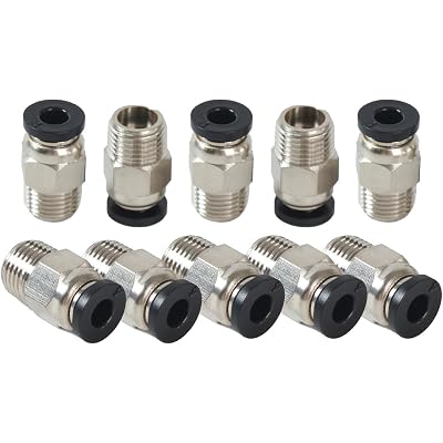 10PCS PC4-M10 Bowden Tube Coupler Male Straight PTFE Tube Push Pneumatic Connector Fitting for E3D-V6 Bowden Extruder Hotend Couplers for Ender 3 v2 Ender 3 Pro CR10 Mega Chiron filament connector