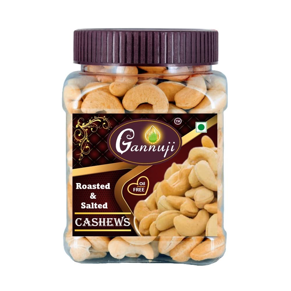 Gannuji 500g Premium Roasted and Salted Cashews | Freshly Roasted | Premium Kaju nuts | Nutritious, Crunchy & Delicious | Gluten Free |Oil Free, 500g