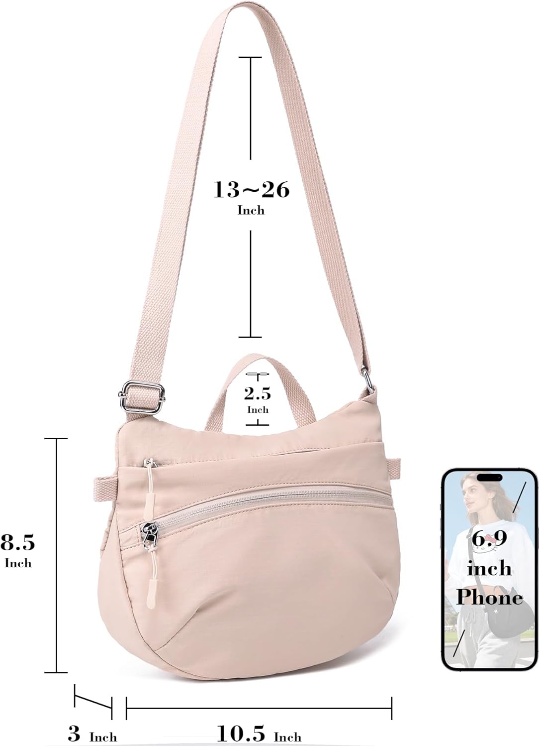 Haytijoe Small Crossbody Bags for Women Travel Lightweight Nylon Foldable Mini Tote Bag Top Handle Handbag Satchel Purse