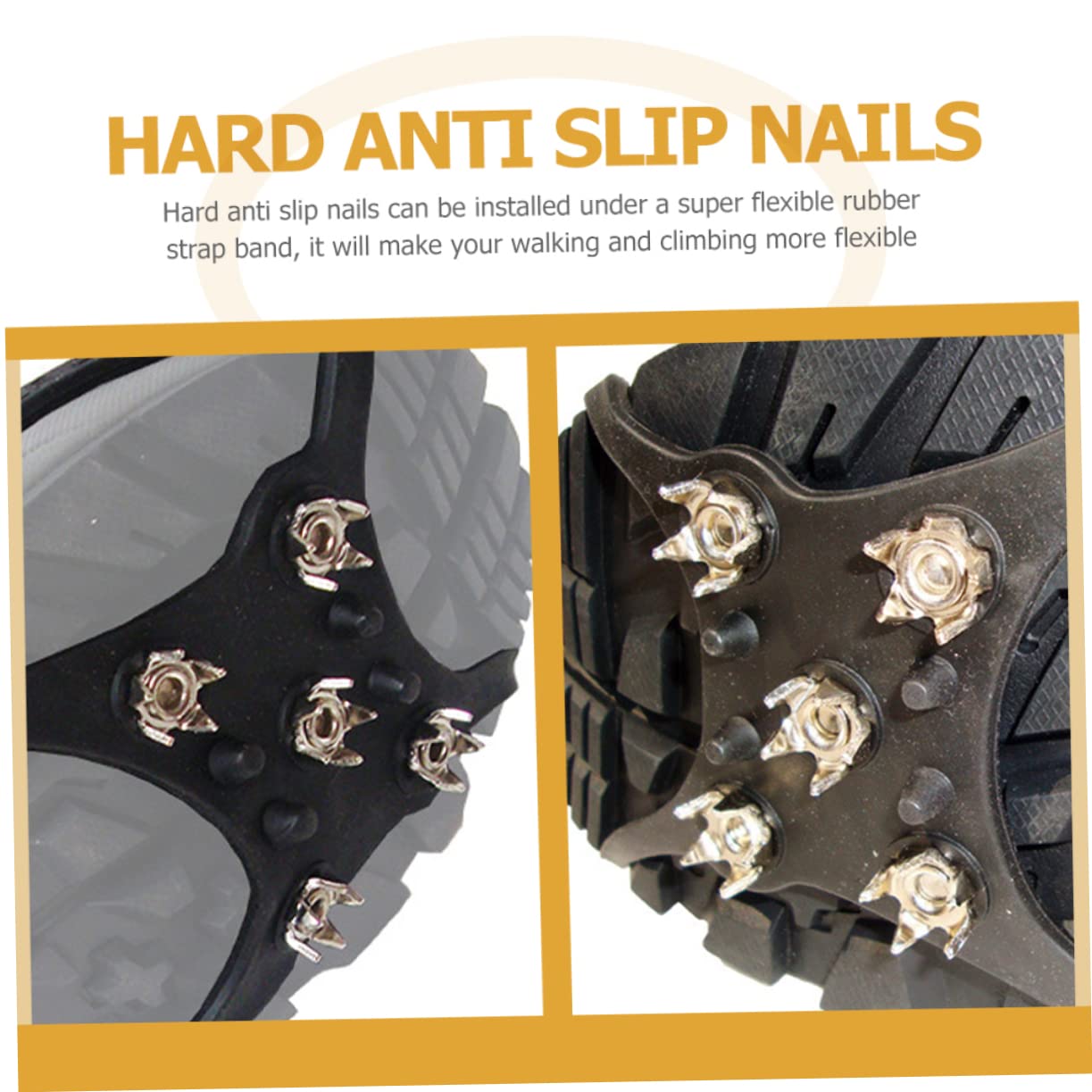 GALPADA Ice Grippers Slip Resistant Ice Cleats Snowfield Crampon Portable Shoes Crampon Outdoor Traction Spikes