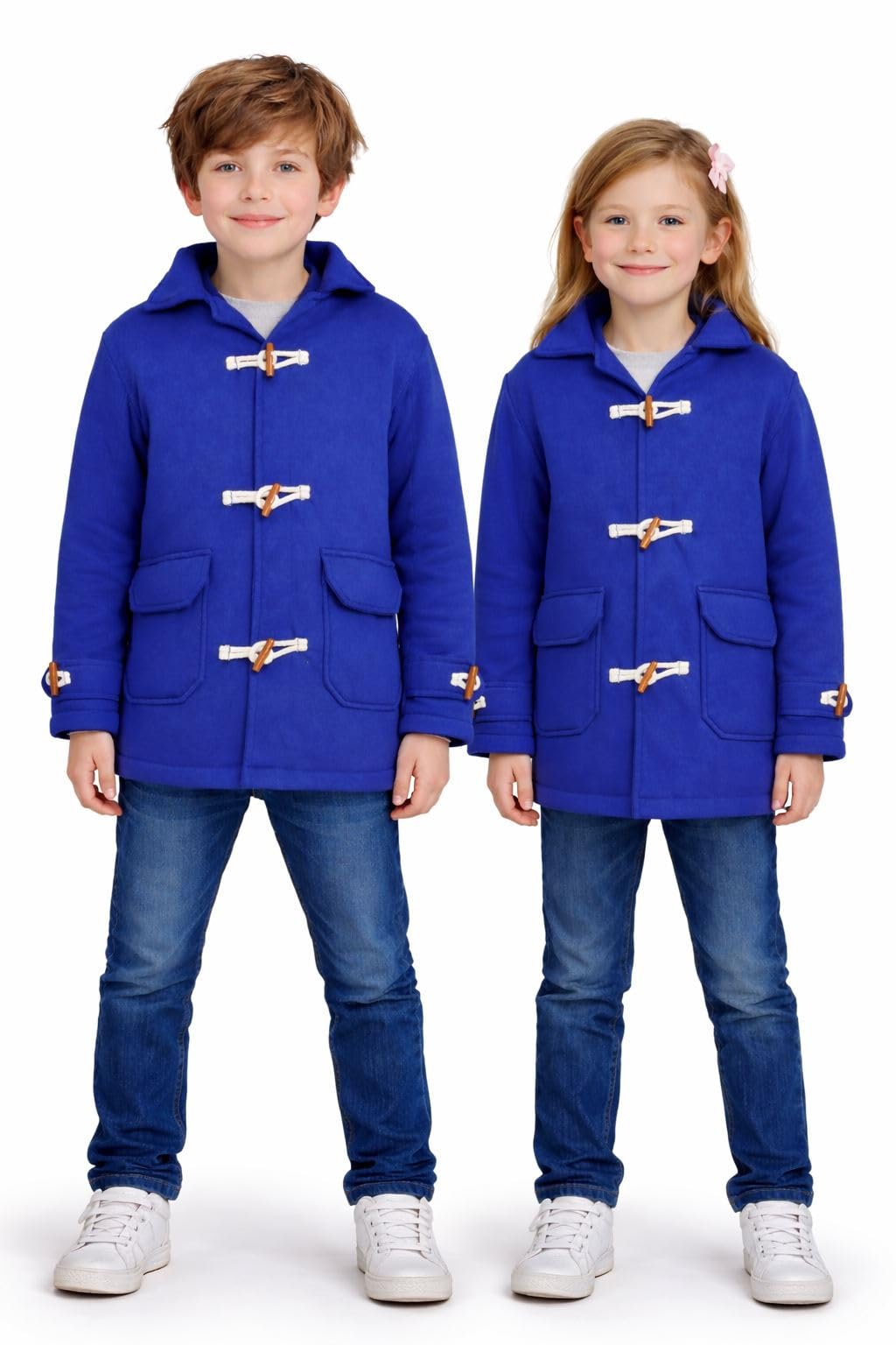 A2Z 4 Dzieci Dziewczynki Chłopcy Królewski Duffle Fleece Płaszcz Stylowe Utility Kieszenie Długie Rękawy Modna Moda Gruba Kurtka Wiek 5-13 Lat