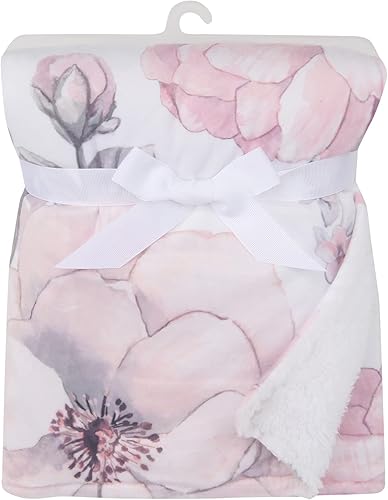 Miniatura 5 de Lambs & Ivy Manta de bebé botánica acuarela floral rosa polar bebé