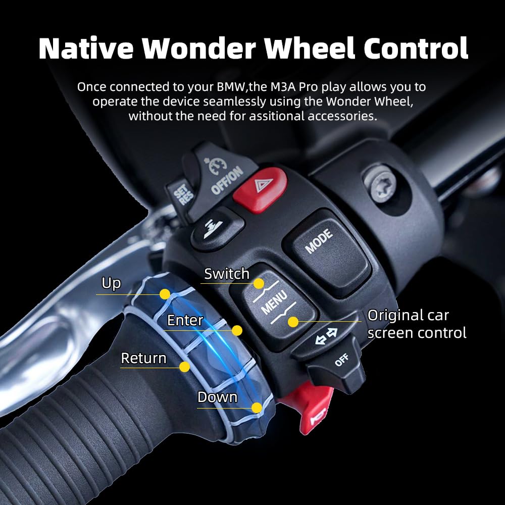 Pantalla de motocicleta de 6,2 pulgadas para BMW R1200GS R1250GS F800 F900 S1000XR, inalámbrico CarPlay y Android Auto (no GPS/sin soporte), compatible con WonderWheel y lector de datos del