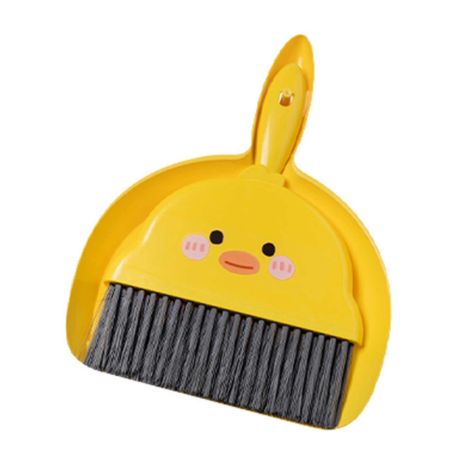 XuQiZZpp Broom Dustpan Suit Cartoon Duck Dormitory Debris Cleaning Brush For Indoor Outdoor Traveling Camping Portable