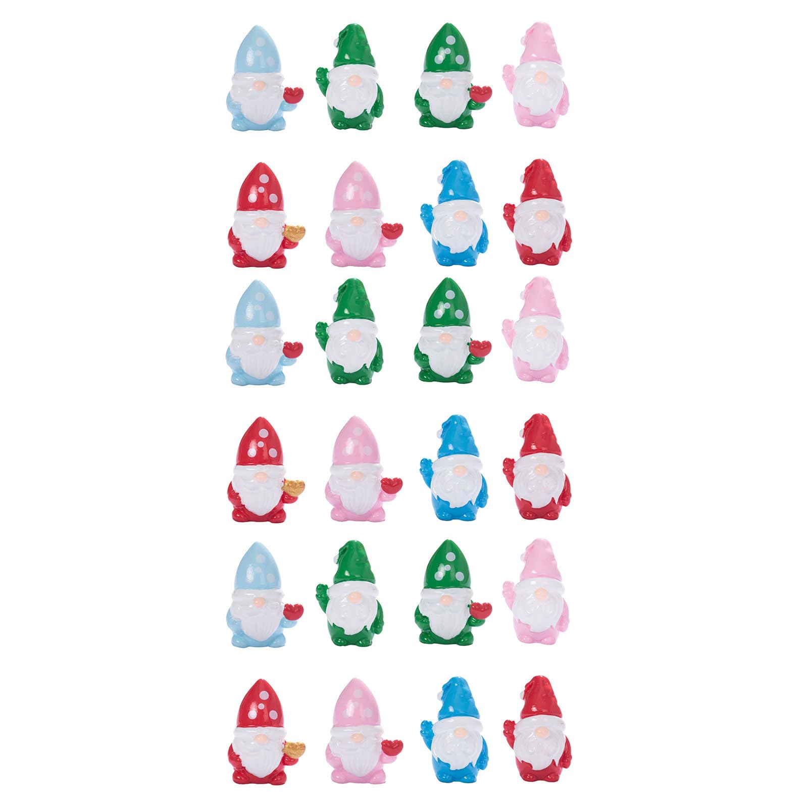 COOLHOOD 24Pcs Decorative Resins Gnomes Miniatures Figurine Set for Desktop Shelf Car Interior and Family Activity Miniature Resins Gnomes Landscape Decors