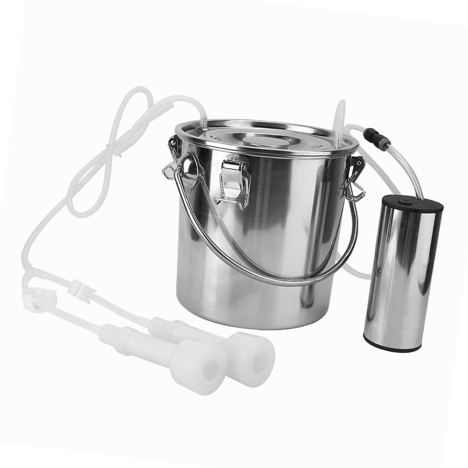Jiawu Kit de Ordeño Eléctrico Portátil para Ovejas y Cabras, Ordeñadora de Acero Inoxidable de 5 Litros para Vacas, Bomba de Vacío de Succión Suave, Fácil de Limpiar, Antioxidante, Herramienta de