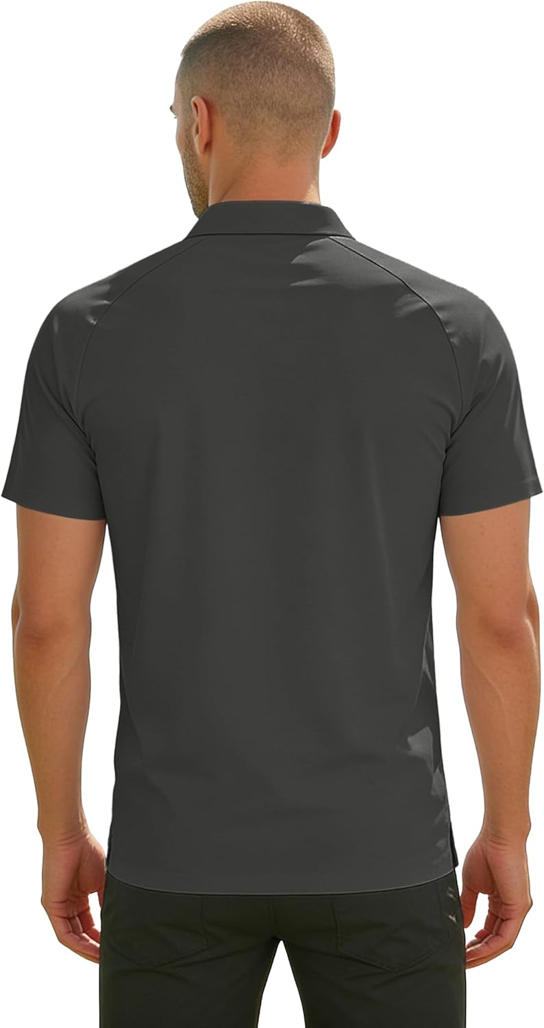 Plain&Plaid Golf Shirts for Men Cool Touch Wrinkle Resistant Bonded Collar Stitch-Free Cuffs Mens Golf Polos