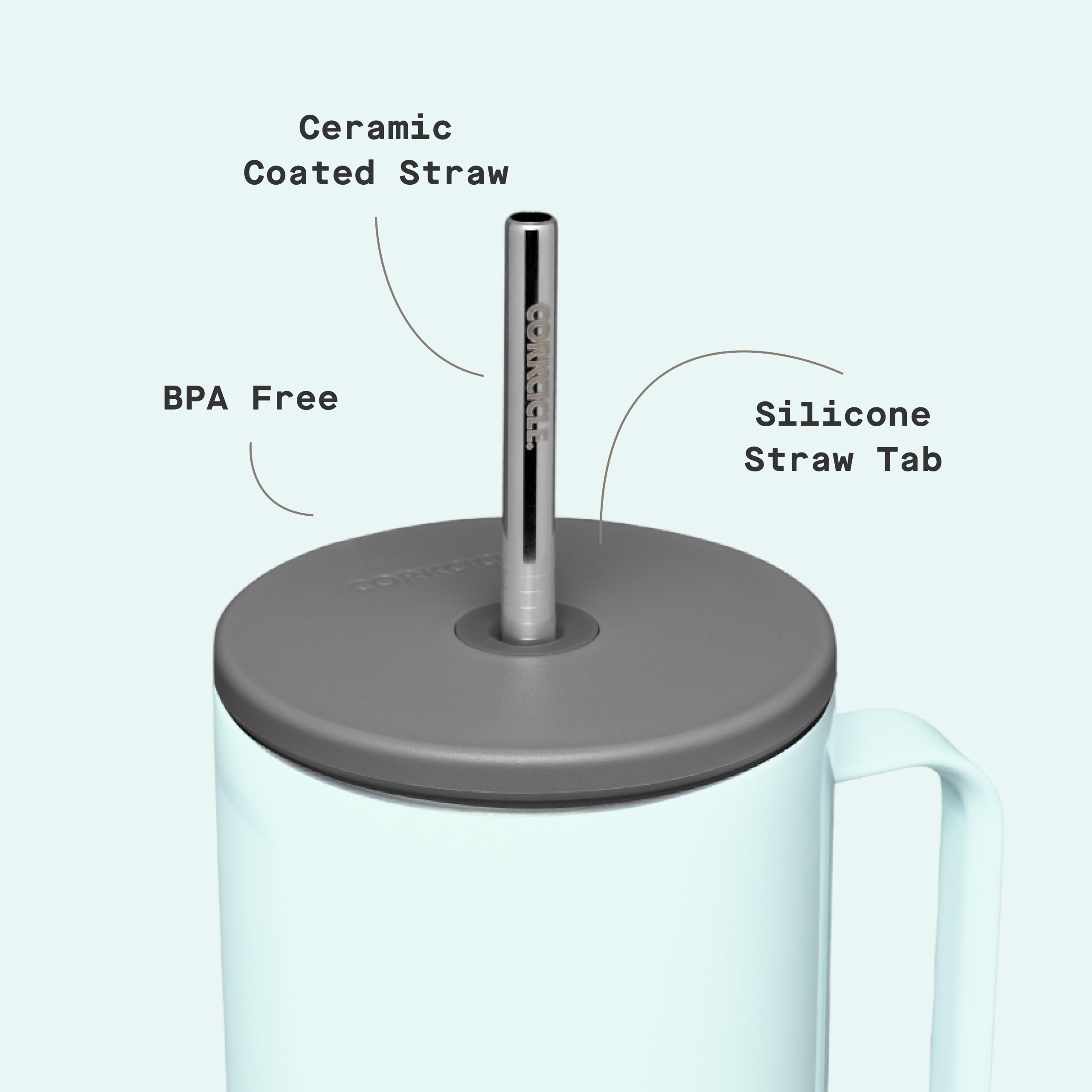 Corkcicle Cold Cup XL – isolierter Becher mit Griff – hält Getränke 12 Stunden kalt – dreifach isoliert – auslaufsicherer Deckel – Sommer-Trinkgeschirr Geschenk – hält Getränke eiskalt – 850 ml
