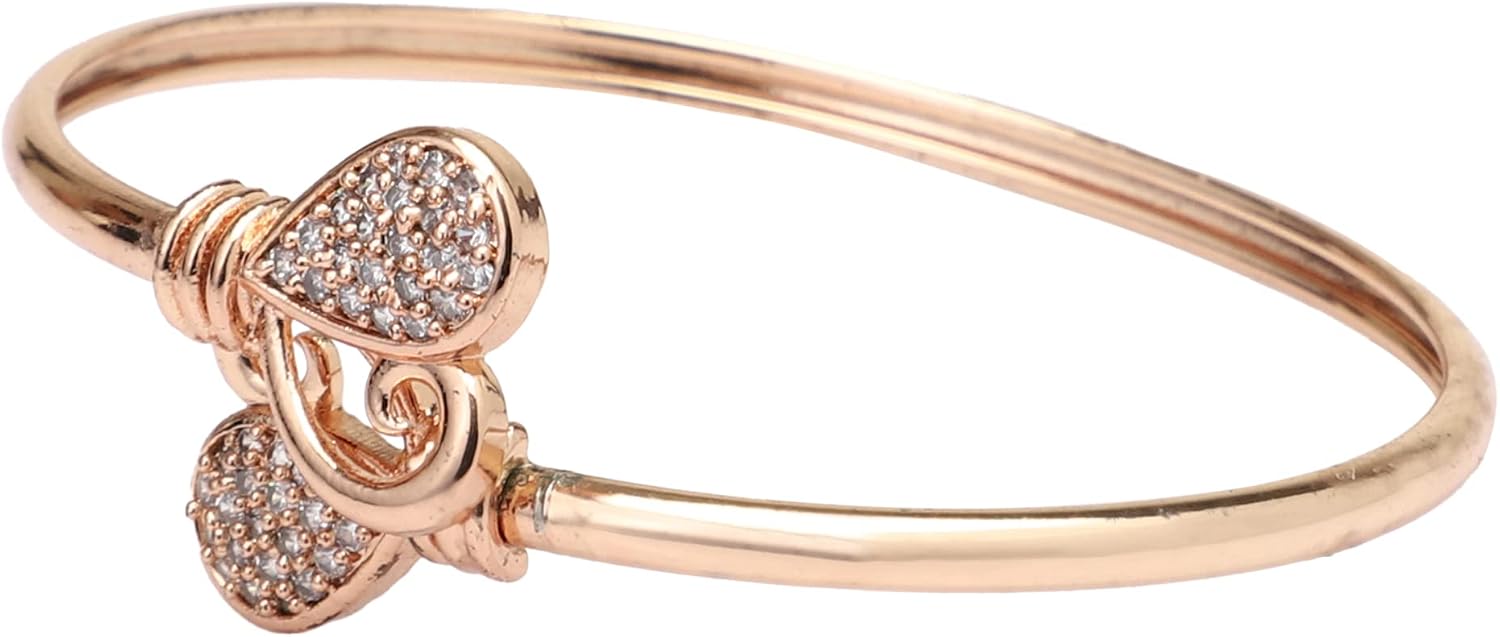 I Jewels Rose Gold Plated CZ Stone Openable Designer Styles Kada Bangles Bracelets for Women (ADB210-13)