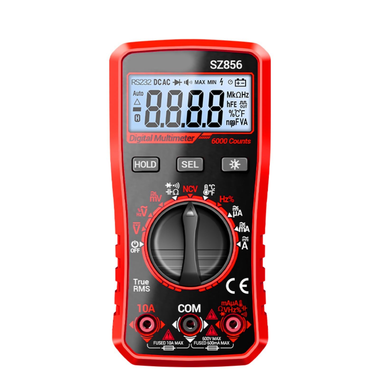 Aqvjd Red 6000 Counts Digital Multimeter With Ncv Detections And Backlit For Electrical Diagnostics Electrician Equipment