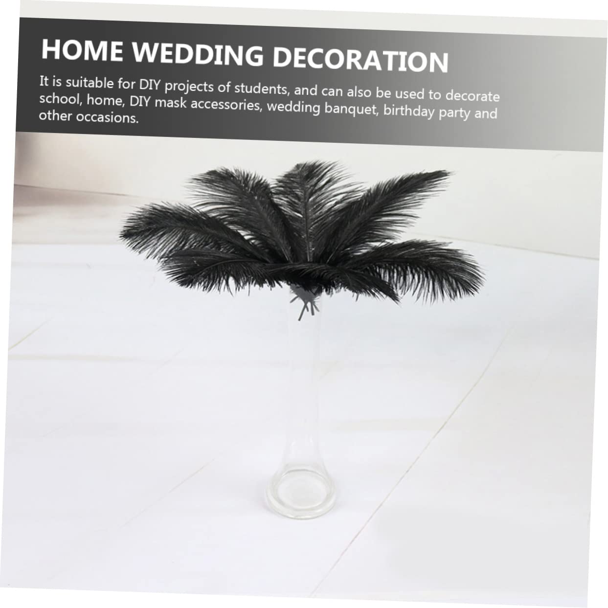 SEWACC 4sets 20pcs Natural Black Ostrich DIY Craft Accessories for Home Decor Wedding Party Birthday Decorations Reliable Plumes for Stunning Arrangements 20pcs*4