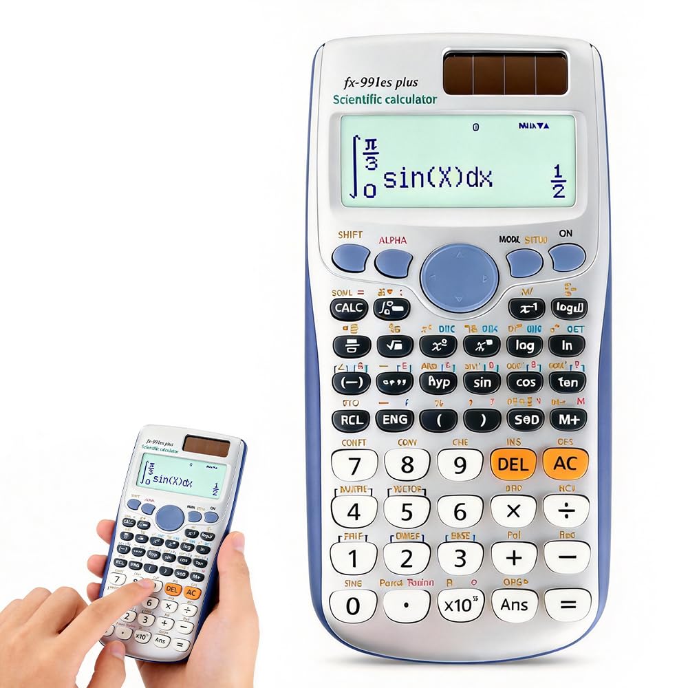 Scientific Calculators, XPJBKC 417 Functions Maths Scientific Calculator for Secondary School, 2 Line 10+2 Screen Display Portable School Calculator for Students Teachers Home Business (991ES PLUS)