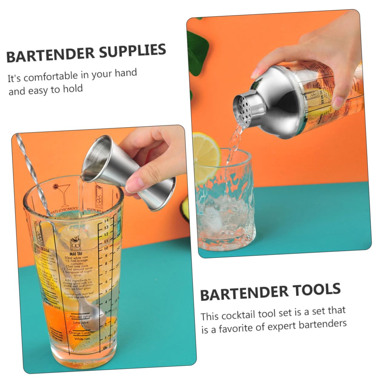 Mikikit Coctelera de Acero Inoxidable Cocteleras para Bartenders Equipo de Coctelería Herramientas para Coctelería para Hacer Cócteles Casa Color Aleatorio