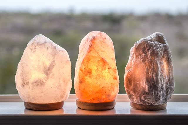 Pure Himalayan Natural Salt Lamp Premium Crystal Rock Healing Ionizing Salt Lamps with Bulb and UK Plug (Grey, 1.5-2 Kg)