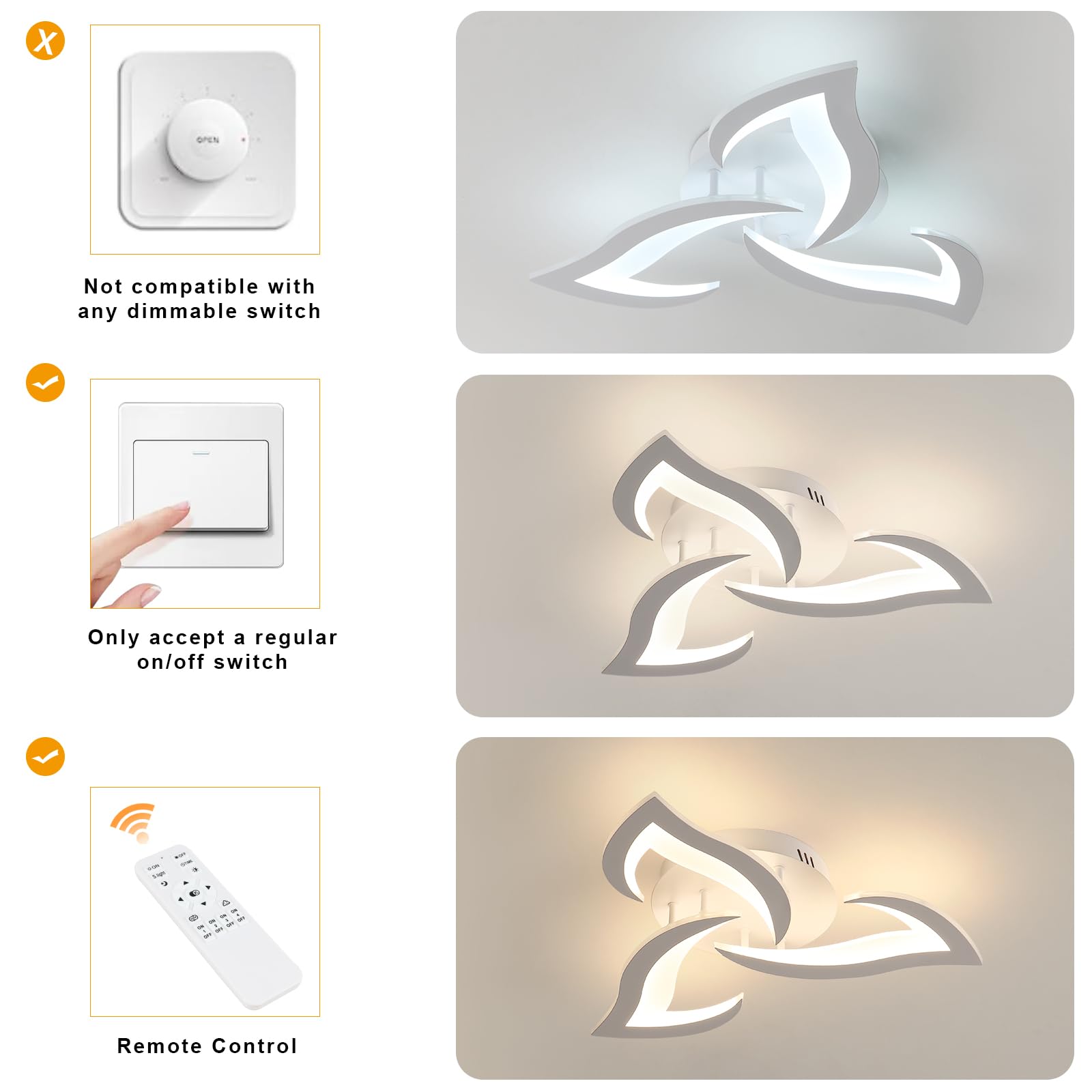 Comely Regulowany Plafon LED, Nowoczesna Akrylowa Lampa Sufitowa 35W 3937LM, 3000K-6500K, Oprawa Sufitowa Z Pilotem Do Sypialni Salonu, Średnica 58cm